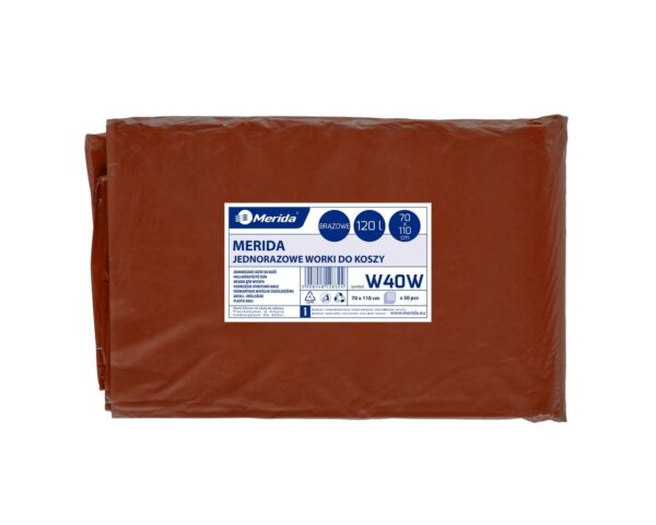 Worki na odpady BIO, MERIDA, 70 x 110 cm, pojemność 120 l, paczka 50 szt., BRĄZOWE, LDPE Worki na odpady BIO, MERIDA, 70 x 110 cm, pojemność 120 l, paczka 50 szt., BRĄZOWE, LDPE