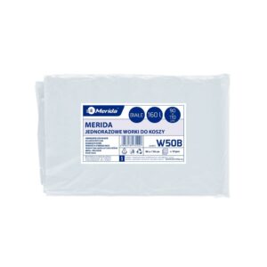 Worki na śmieci MERIDA, 90 x 110 cm, pojemność 160 l, paczka 10 szt., BIAŁE, LDPE
