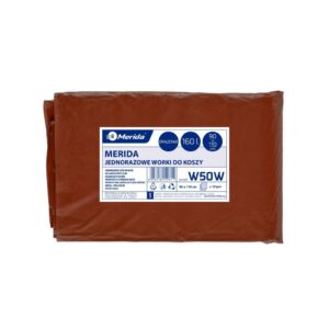 Worki na odpady BIO, MERIDA, 90 x 110 cm, pojemność 160 l, paczka 10 szt., BRĄZOWE, LDPE