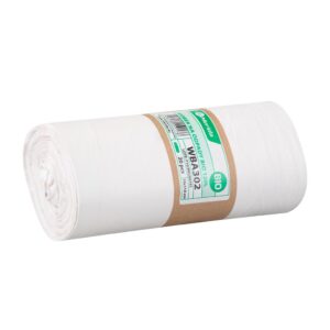 Worki na odpady BIO, 70 x 110 cm, pojemność 120 l, rolka 20 sztuk, BIAŁE, materiał biodegradowalny i kompostowalny