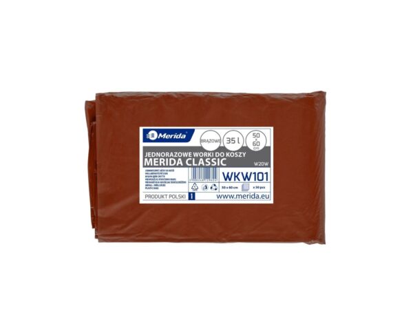 Worki na odpady BIO, MERIDA CLASSIC, 50 x 60 cm, pojemność 35 l, paczka 50 szt., BRĄZOWE, LDPE Worki na odpady BIO, MERIDA CLASSIC, 50 x 60 cm, pojemność 35 l, paczka 50 szt., BRĄZOWE, LDPE