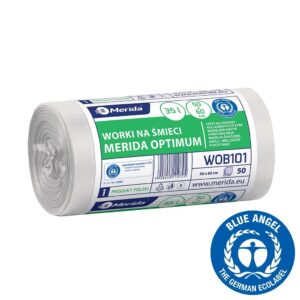 Worki na śmieci 35 l, MERIDA OPTIMUM BLUE ANGEL, białe, 50x60 cm, rolka 50 szt.