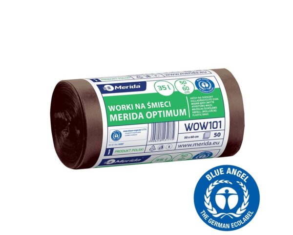 Worki na bioodpady 35 l, MERIDA OPTIMUM BLUE ANGEL, brązowe, 50x60 cm, rolka 50 szt. Worki na bioodpady 35 l, MERIDA OPTIMUM BLUE ANGEL, brązowe, 50x60 cm, rolka 50 szt.