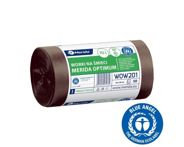 Worki na bioodpady 70 l, MERIDA OPTIMUM BLUE ANGEL, brązowe, 60x90 cm, rolka 50 szt. Worki na bioodpady 70 l, MERIDA OPTIMUM BLUE ANGEL, brązowe, 60x90 cm, rolka 50 szt.