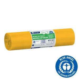 Worki na śmieci 120 l, MERIDA OPTIMUM BLUE ANGEL, żółte, 70x110 cm, rolka 50 szt.