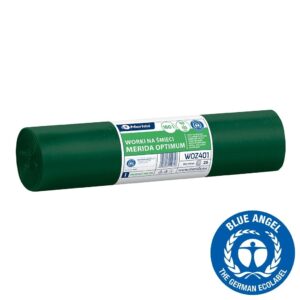 Worki na śmieci 160 l, MERIDA OPTIMUM BLUE ANGEL, zielone, 90x110 cm, rolka 25 szt.