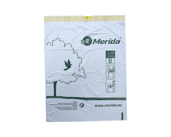 Worki na śmieci z taśmą ściągającą, zapachowe MERIDA TOP, pojemność 7-10 l, rolka 25 szt., BIAŁE, HDPE Worki na śmieci z taśmą ściągającą, zapachowe MERIDA TOP, pojemność 7-10 l, rolka 25 szt., BIAŁE, HDPE