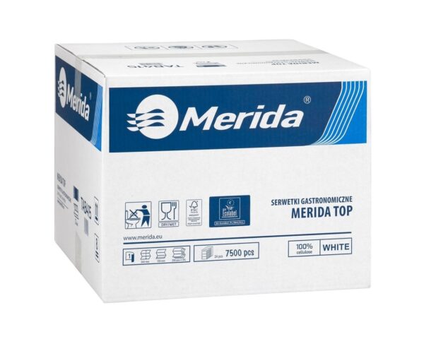 Serwetki gastronomiczne, MERIDA TOP, białe, karton 7500 szt., ECOLABEL Serwetki gastronomiczne, MERIDA TOP, białe, karton 7500 szt., ECOLABEL